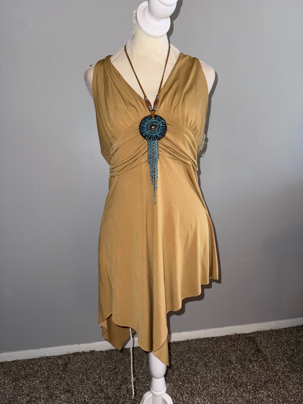 Simply Irresistible Tan Asymmetrical Top w Beading